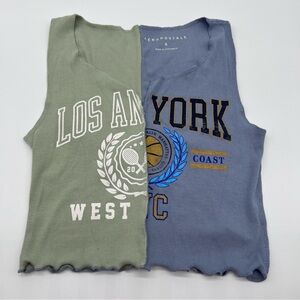 Aéropostale Ribbed Two-Tone/Two-Coasts Tank LA Green and NY Blue-Size S